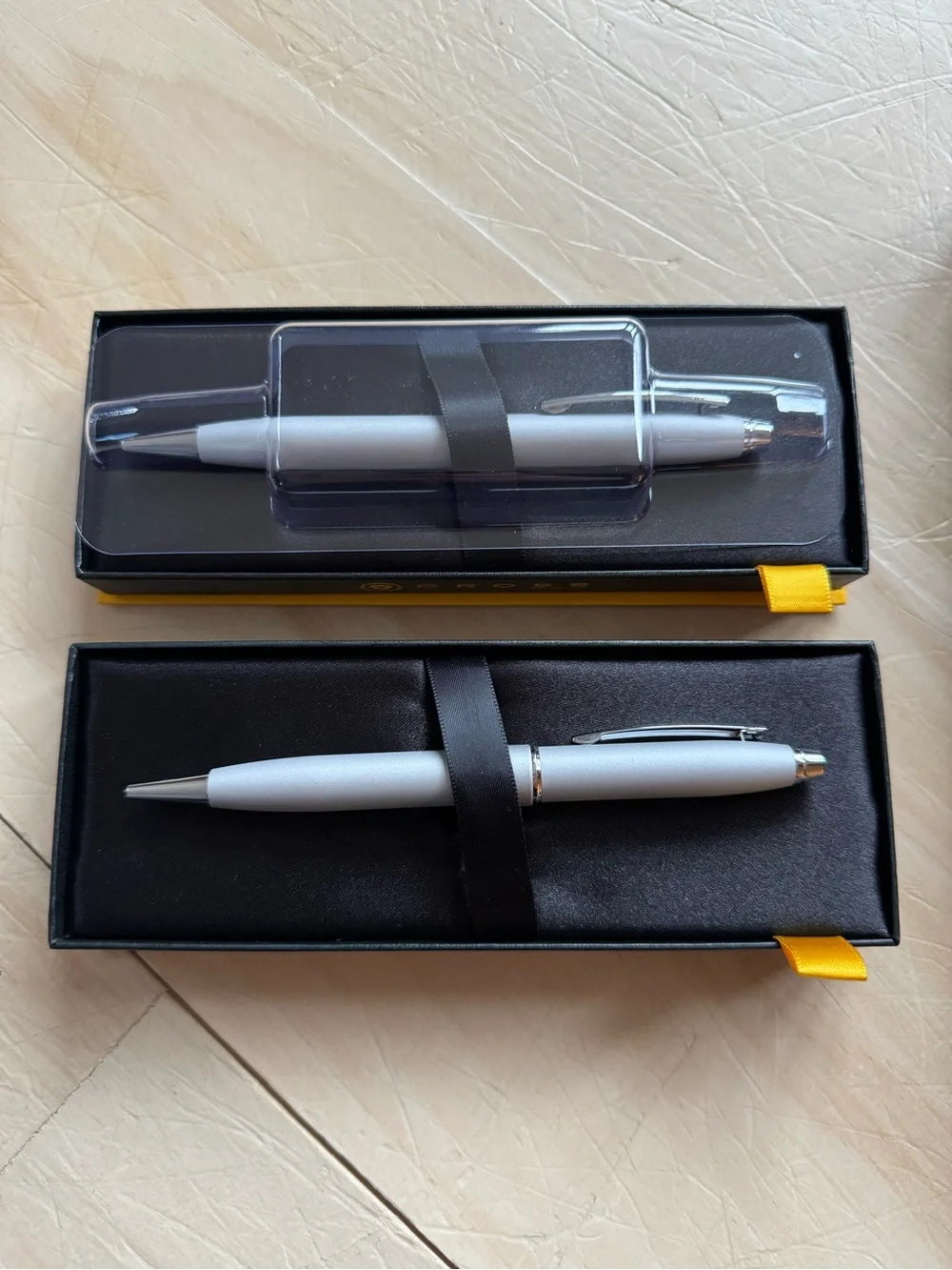 NEW Cross Stratford Satin Chrome Ballpoint Pens - Set of 2